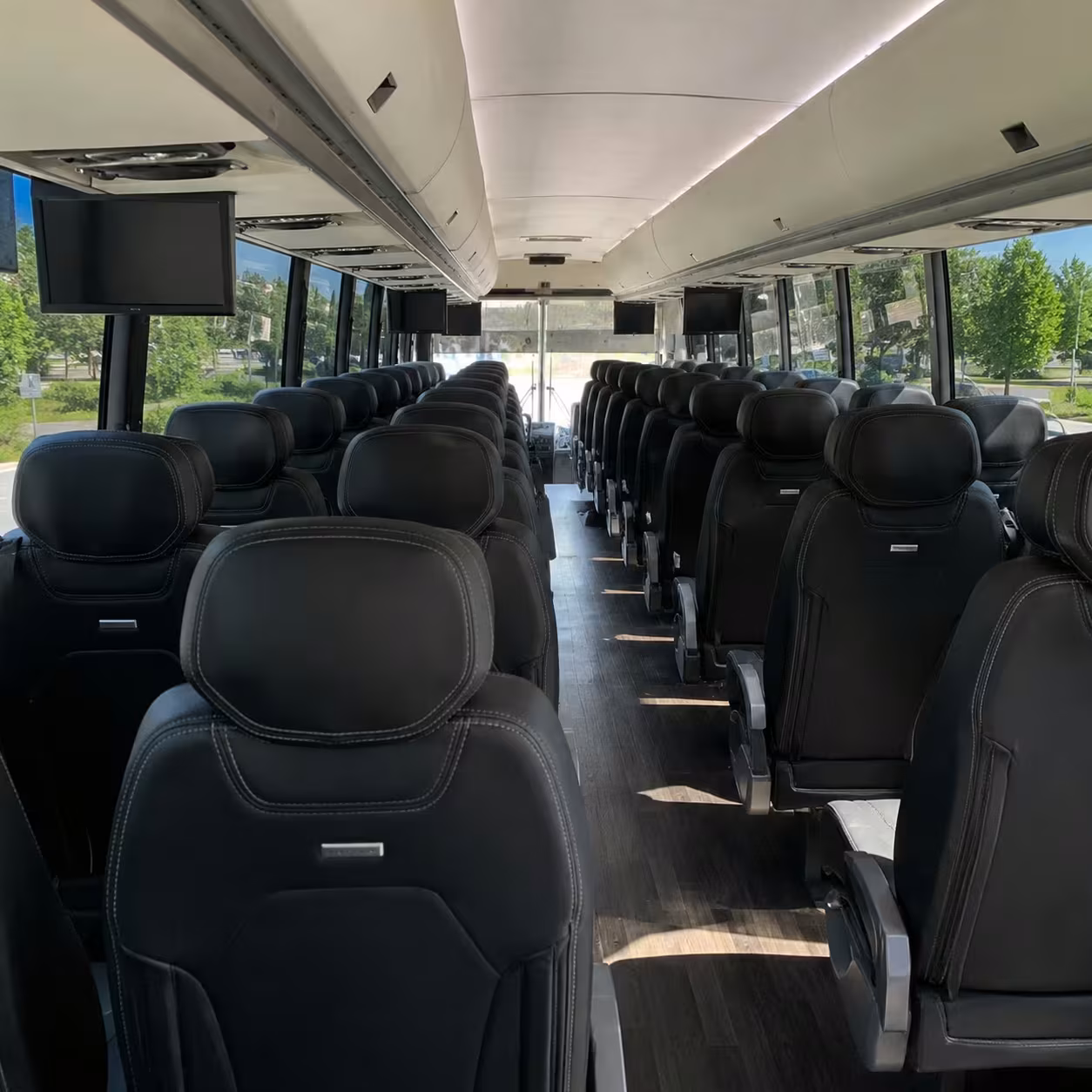 56 passenger charter bus inside